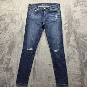 Alexa Chung for AG Jeans Womens 28R Blue Denim Distressed Skinny Made in USA